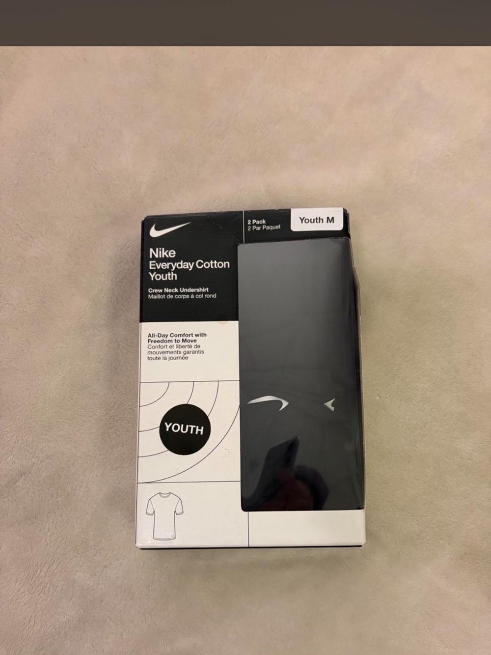 Nike Youth Everyday Cotton Crew Neck Undershirt - Black (2 Pack)
